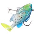 thumbnail image 3 of Juego de 2 cebos para pesca al aire libre, señuelos elásticos multicolores en forma de pez de 9 cm con anzuelos, 3 of 7