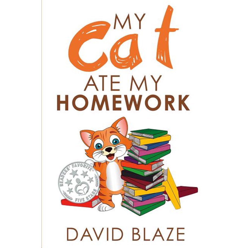 Cat doing homework image