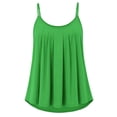 thumbnail image 4 of Yigetop Women's Pleated Tank Tops Spaghetti Strap Camisole Curved Hem Fashion Casual 2026 Summer Tops Daily Wear Green S, 4 of 6