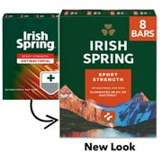 Irish Spring Sport Strength Antibacterial Bar Soap for Men, 8 Pack, 3.7 Oz Soap Bars