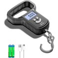 thumbnail image 1 of MEIYA Fish Scale/Fishing Scale: Dual Power (Battery/Rechargeable), Extra Wide Handle, Backlit LCD Display, Includes 2 AAA Batteries&USB-C Charging Cable, Fishing Gifts for Men (Black), 1 of 8