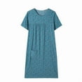 thumbnail image 5 of Sakmal Cotton Moomoo Sleepwear for Women Long Plus Size Cute Blue Nightshirt Short Sleeve Floral Nightgowns for Women, 5 of 5