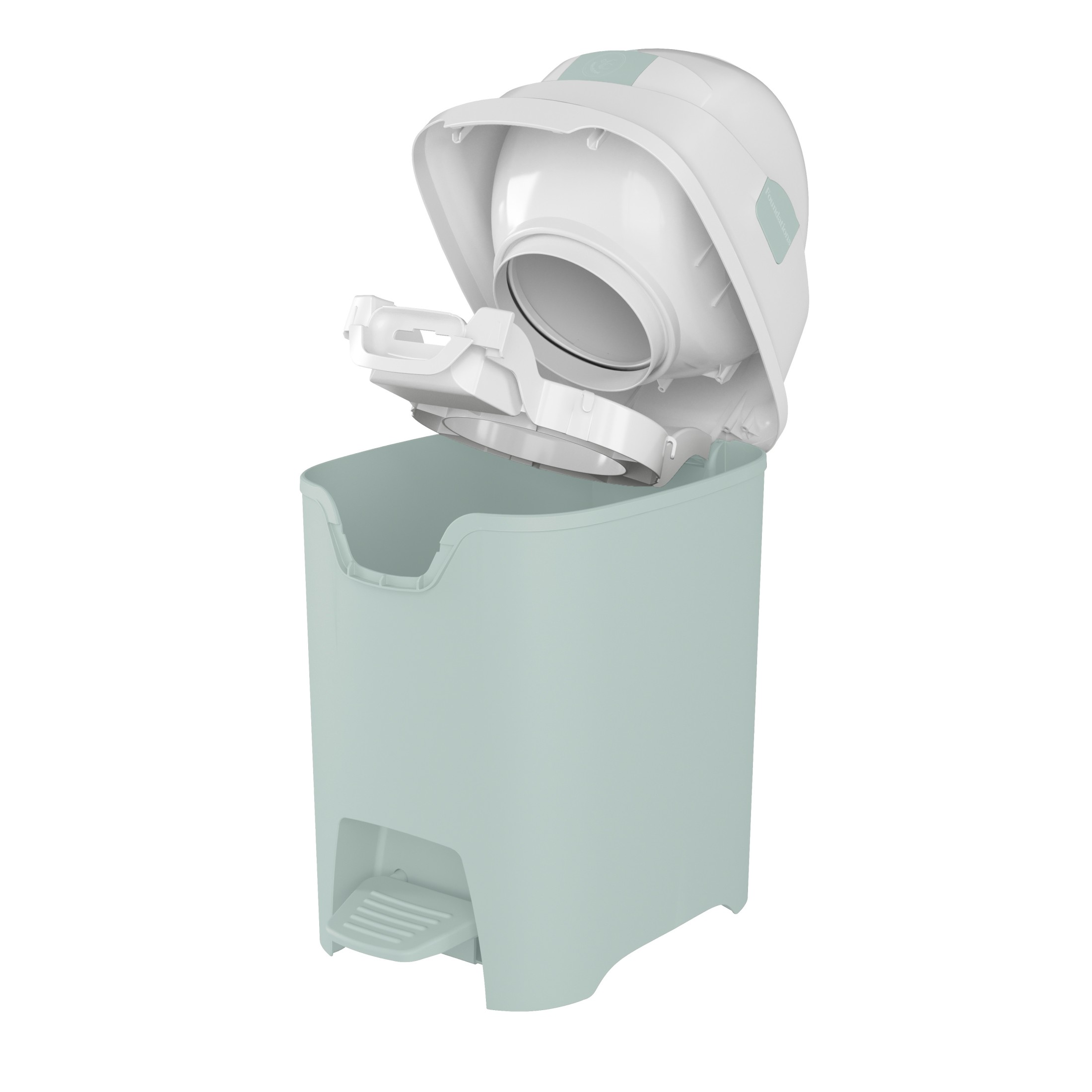 Foundations Mini Hands-Free Diaper Pail with Airtight Lid - Durable & Odorless Diaper Disposal, Large Capacity, Holds up to 30 Newborn Diapers, Refill with Any Bags - Green