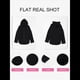 thumbnail image 4 of Sudadera Holgada de Larga para Mujer, Informal, con Botones y Capucha, con Bolsillo. Negro M, 4 of 7
