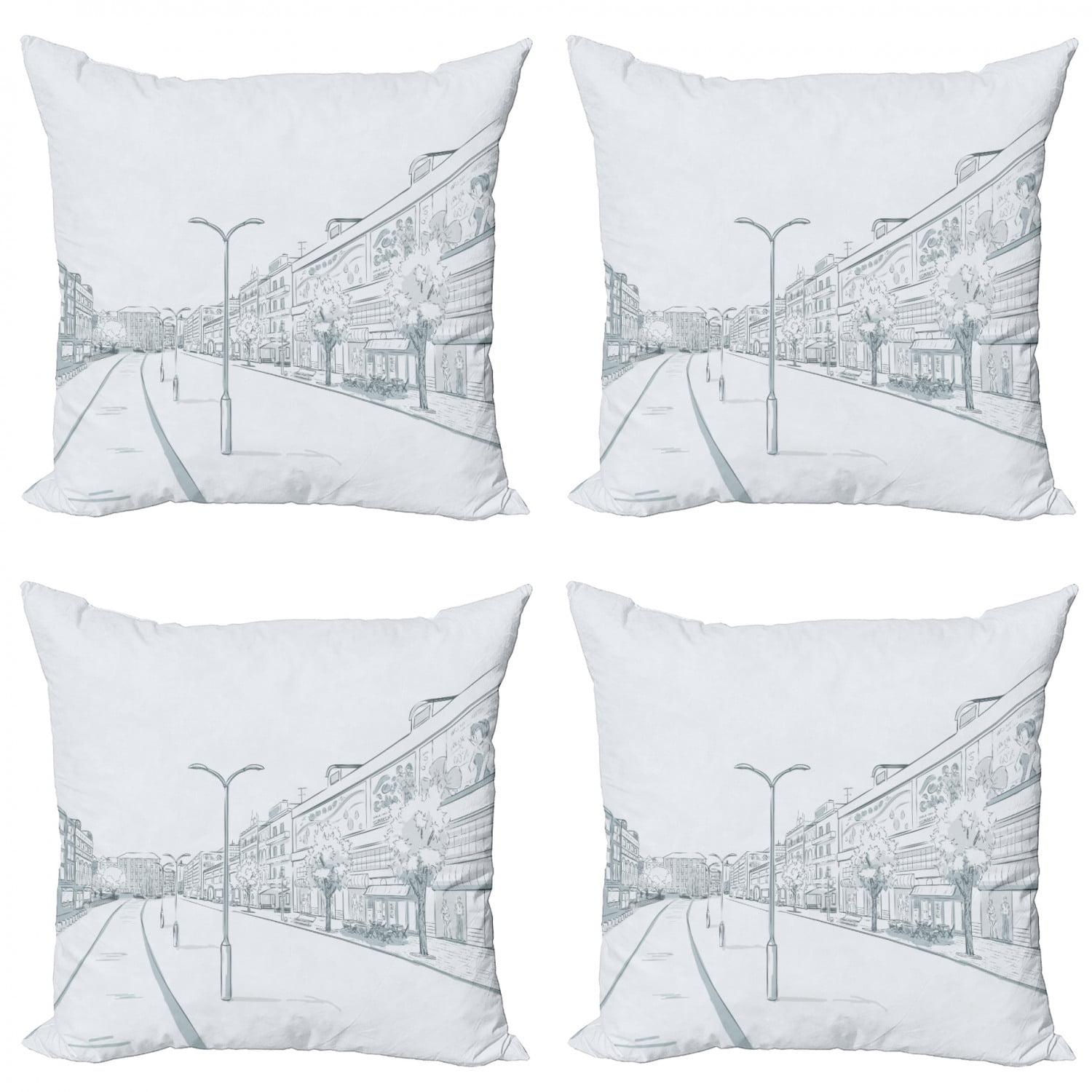 Ambesonne City Urban Cushion Cover Set of 2 for Couch and Bed in 4 Sizes 