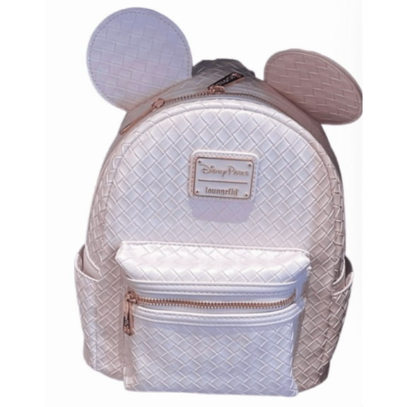 Disney Parks Loungefly Minnie Mouse Tonal Checkered Mini Backpack New With Tag