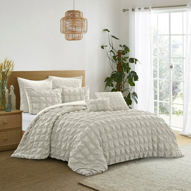Grace Living Ensemble de Couette en Polyester Mendel - Design Carré Ruché, de Style Élégant