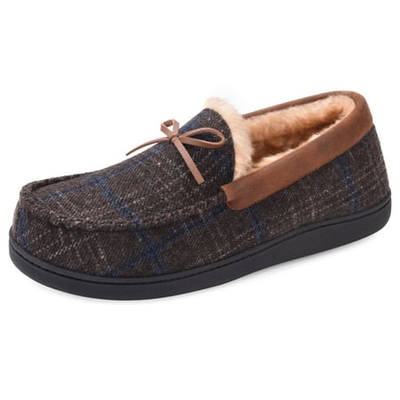 

VONMAY Men s Moccasin Slippers Fuzzy House Shoes Memory Foam Indoor Outdoor