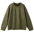 thumbnail image 1 of pstuiky hombres de manga larga, Sudadera de gamuza de color liso para hombre, cuello redondo, manga larga, holgada, informal, de manga larga y cuello redondo. Tops de talla grande para hombre l, 1 of 3