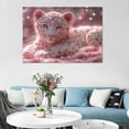 thumbnail image 3 of Mudket Pink Glitter White Leopard Cub Canvas Wall Art, Cute Nursery Animal Paintings for Bedroom Print for Baby Toddler Room Home Decor, Framed Ready to Hang - 12"L x 8"W, 3 of 9