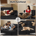 thumbnail image 6 of Vcatnet 81" Modular Sectional Sofa Couch Corduroy Chaise Lounge Loveseat Sofa Bed Oversized Upholstered Sleeper Sofa for Living Room and Bedroom, Black, 6 of 7
