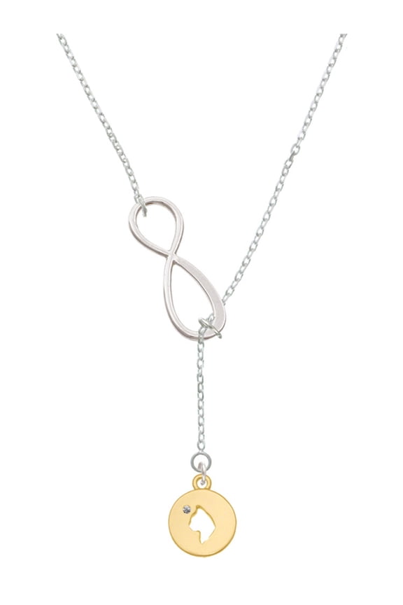 Goldtone Cat Head Silhouette Silver tone Elegant Infinity Lariat Necklace