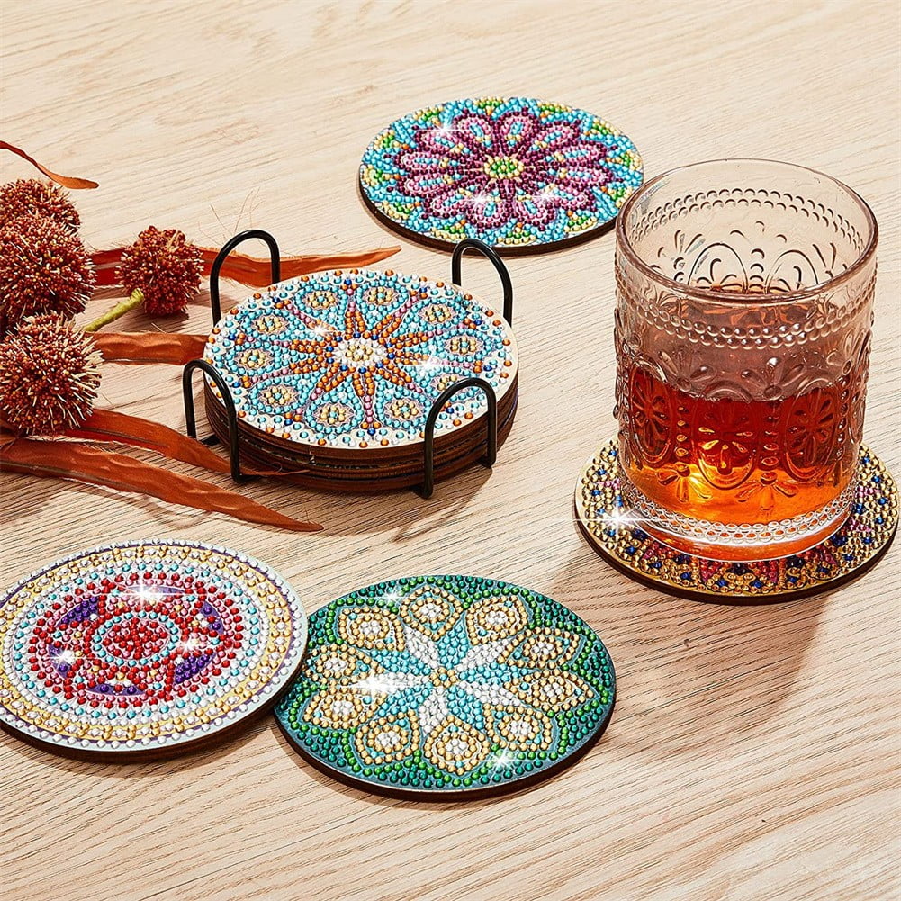 Ruibeauty Diamond Painting Coasters Kit, 8 Pieces Mandala Diamond Painting  Coasters with Holder, DIY Diamond Art Coasters for Beginners, Kids 