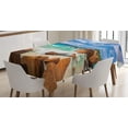 thumbnail image 1 of Ambesonne Tropical Tablecloth Rectangular Table Cover, Rocky Coast Seychelles, 52"x70", Cinnamon Blue Turquoise, 1 of 3