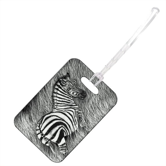 KuzmarK Luggage Travel Bag Tag - Zebra in Tall Grass Art by Denise Every
