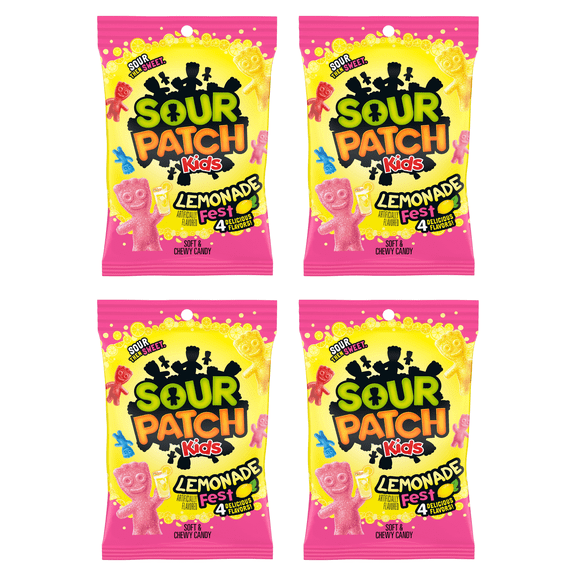 SOUR PATCH KIDS Lemonade Fest Soft & Chewy Candy, 8.02 oz Bag-Pack of 4
