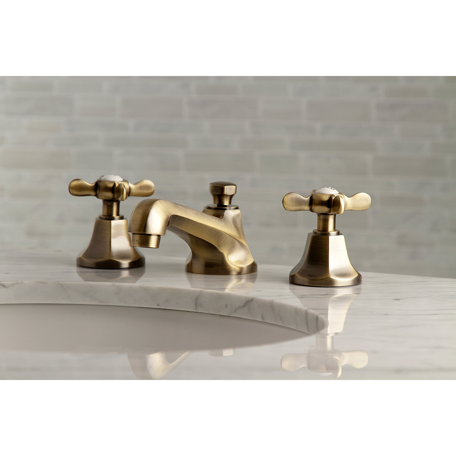 Kingston Brass KS4463BEX Essex 8" Widespread Bathroom Faucet, Antique Brass