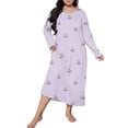 thumbnail image 5 of Chemises de Nuit pour Femmes Grande Taille Robe de Nuit Décontractée Imprimé Cœur Manches Longues Col Rond Extensible Moyen Ample TTTTG, 5 of 5