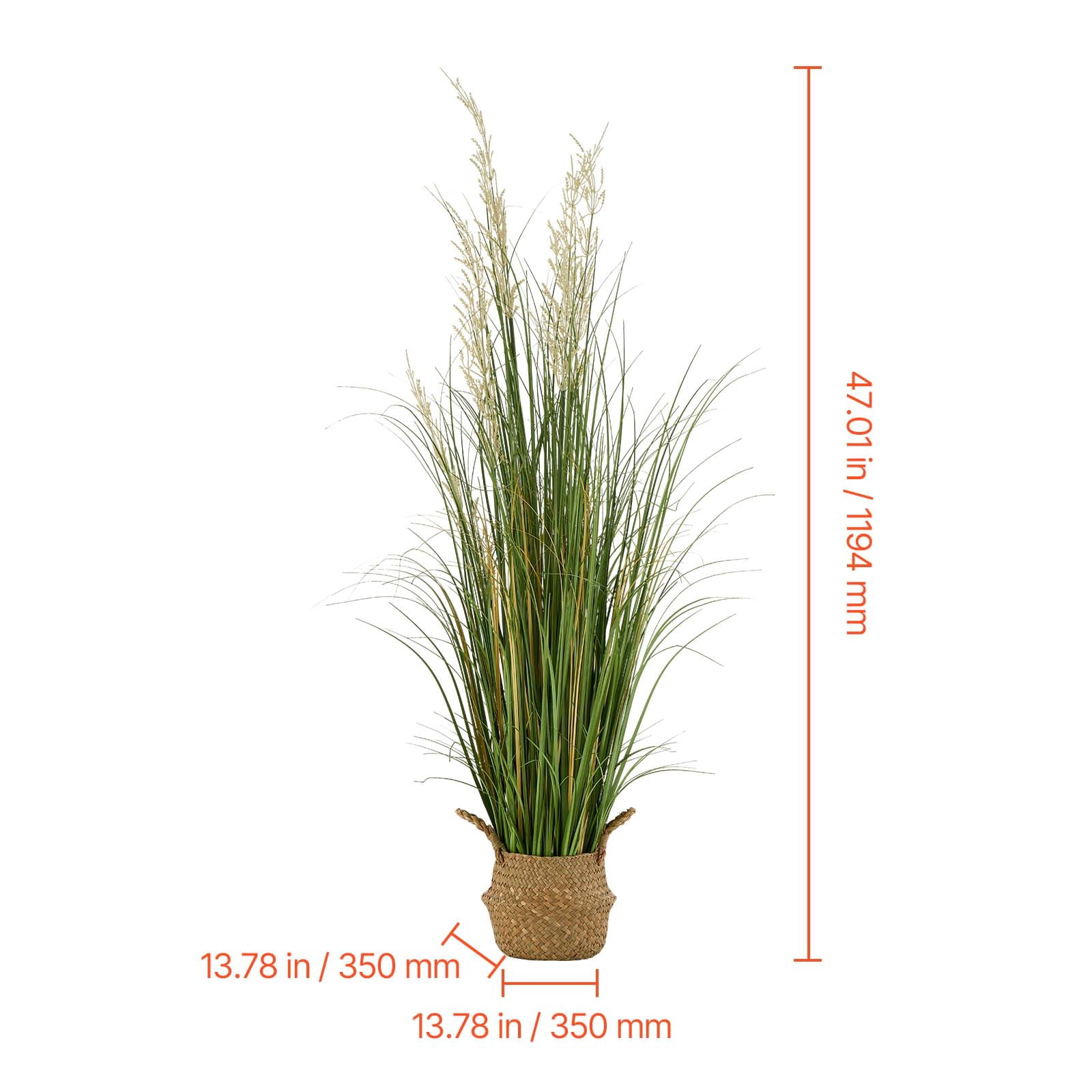 VEVOR Artificial Grass Plant, 47 inch Reed Flower Grass in Pot, Premium PVC Faux Fake Greenery Shrubs Plant for Indoor Outdoor House Home Garden Office Room Décor, Housewarming, 1 Pack Green