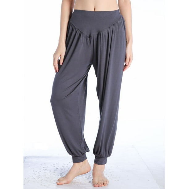 LELINTA Womens Activewear Leggings Pants Wide Leg Pants Loose Yoga Legging  Casual Relaxed Fit Pants Black/ Gray/ Dark Grey 