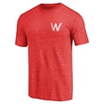 thumbnail image 2 of Men's Red Wisconsin Badgers Vintage Left Chest Distressed Tri-Blend T-Shirt, 2 of 3
