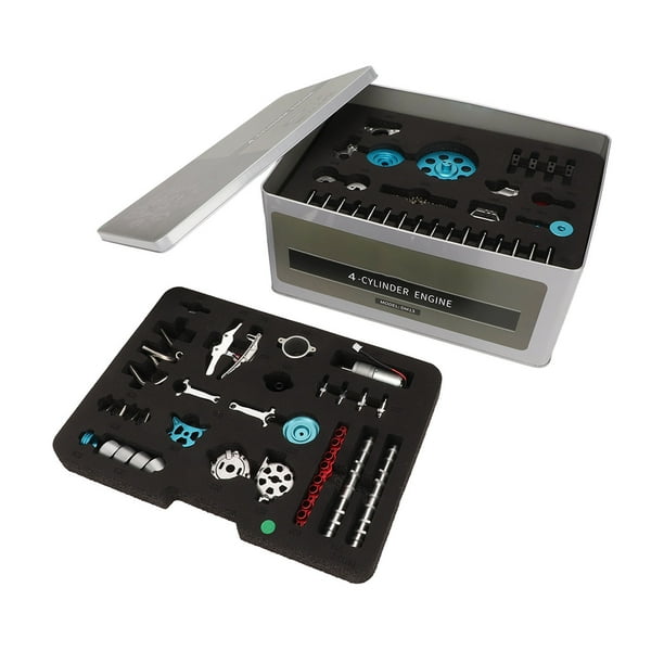 Kit de motor de 4 cilindros, todo Metal, modelo ensamblado, motor eléctrico de cuatro cilindros, juguetes mecánicos para coche