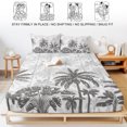 thumbnail image 5 of Full Size Fitted Sheet Set - Palm Trees 3 Piece Bedding Sets 16" Deep Pocket Fitted Sheet with 2 Pillowcases Black Grey Tropical Plants Summer Forest Brushed Microfiber Hotel Luxury Bed Sheets, 5 of 9