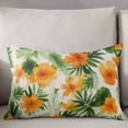 thumbnail image 3 of Orange Floral Palm Leaves Throw Pillow Cover 20 x 36 Inch Decorative Pillow Cover Tropical Summer Botancial Lumbar Pillowcase Seasonal Rectangle Cushion Case for Couch Sofa Bed Living Room, 3 of 7