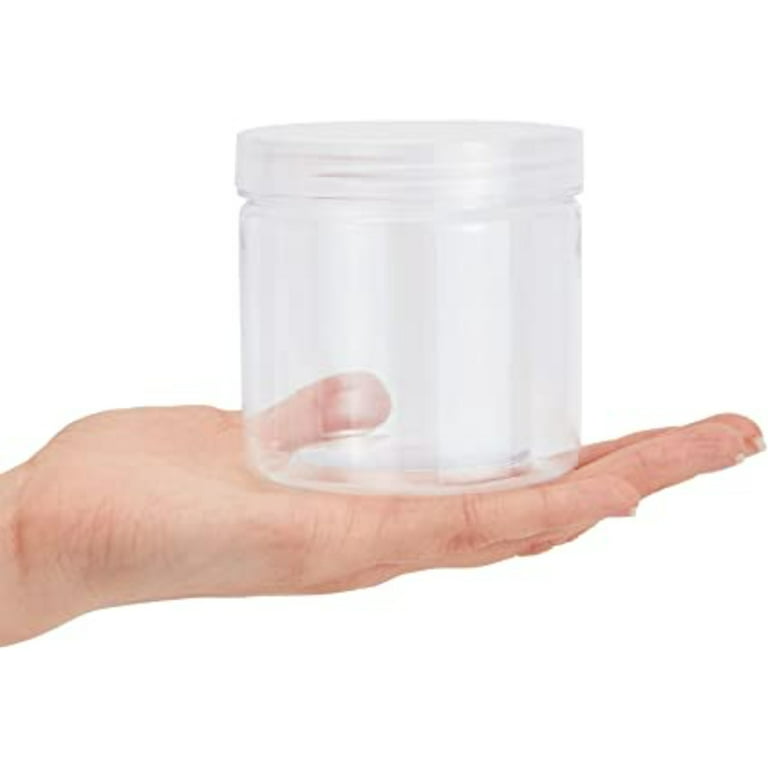SHELLTON 8 Pack 12 Oz Clear Plastic Jars with Lids, Slime