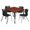 Cherry / Black / Black, variant on Romig Trek 30 in. Square Adjustable Classroom Table- Neo Walnut Top, Black Base & 4 Andy 18 in. Blue Stack Chairs