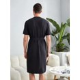 thumbnail image 2 of Men's Letter Pattern Belted Bathrobe With Woven Strap, Homewear, 2 of 3