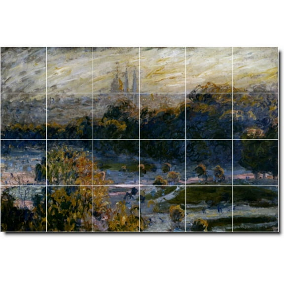 Ceramic Tile Mural-Claude Monet Country Painting 110. 25.5" w x 17" h using (24) 4.25 x 4.25 ceramic tiles
