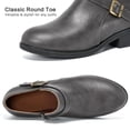 thumbnail image 3 of Ecetana Women's Chunky Low Heel Ankle Boots Round Toe Leather Western Short Booties with Side Zipper, 3 of 7