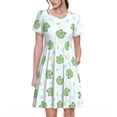 thumbnail image 1 of Bixox Robe d'Été à Manches Courtes pour Femmes Robe Ample Longueur Genou avec Poches-Grenouilles Kawaii, 1 of 7
