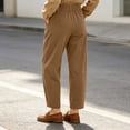 thumbnail image 7 of Oksale Corduroy Pants for Women Petite Trendy High Waisted Button Barrel Pants Loose Comfortable Khaki Pants with Pockets Fashion Outfits Khaki L, 7 of 7