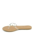 thumbnail image 2 of City Classified Clear Green Studded Thong Flip Flop Sandals, 2 of 5
