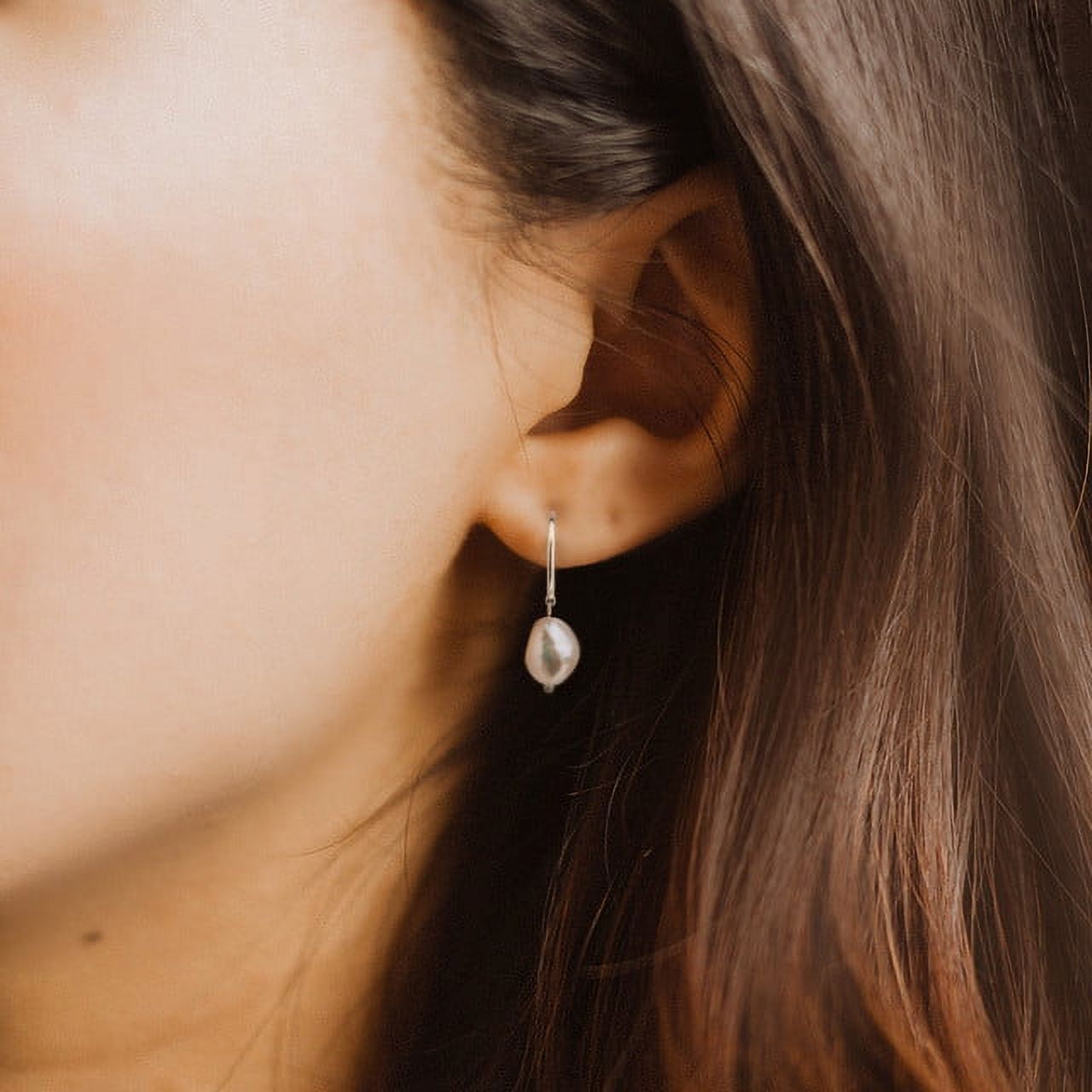 Pearl Hoop Earrings - Pearl Earrings - Pearl Hoop Earrings Sterling Silver - Bridesmaid Jewelry - Bridesmaids Gift - Valentines Day Gift For Her