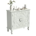 thumbnail image 7 of Distressed White Buffet Cabinet with Carved Doors and Adjustable Shelf - Wooden Accent Sideboard for Kitchen, Living Room, Entryway, 7 of 7