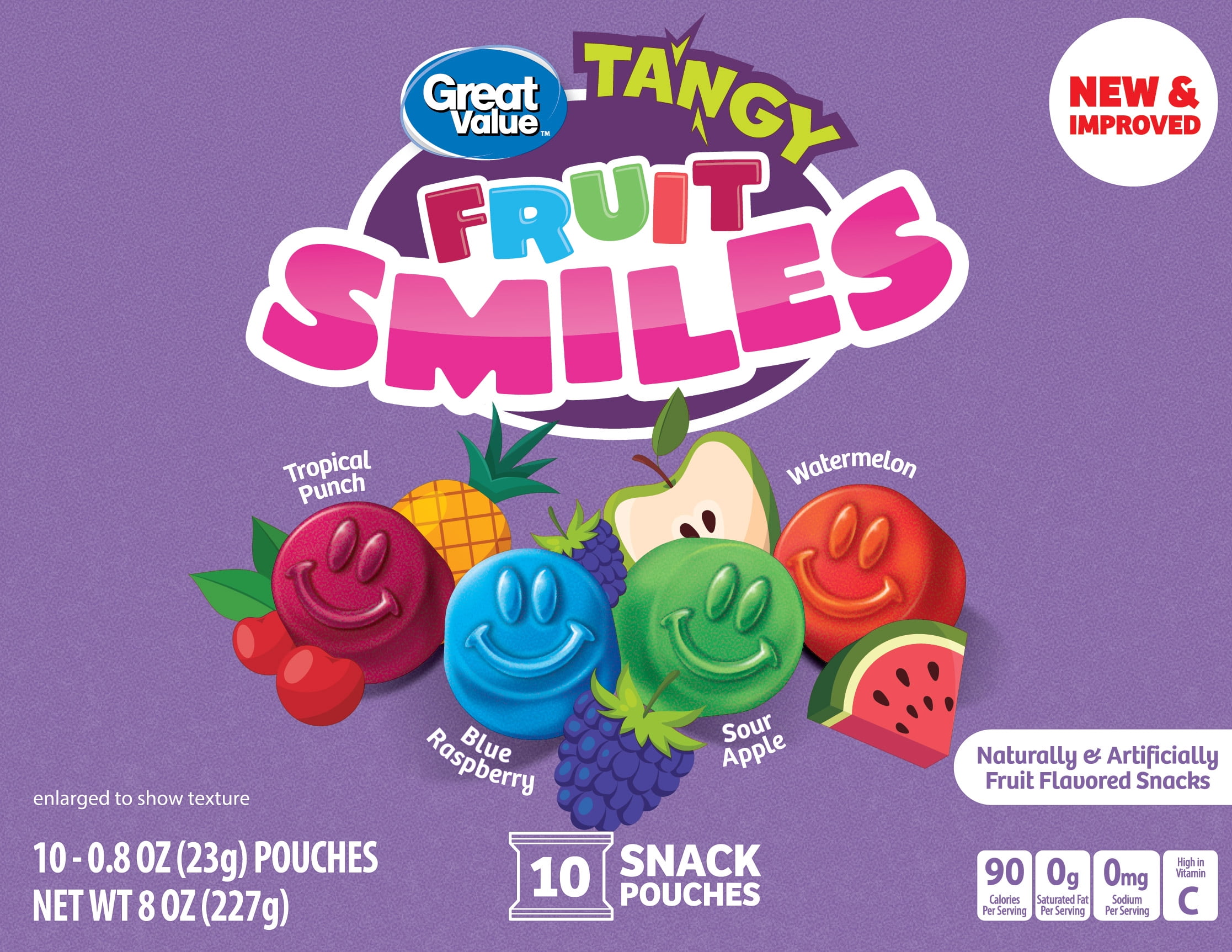 (8 pack) Great Value Fruit Smiles Snacks, Tangy Flavor, 10 Count