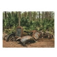 thumbnail image 1 of Rustic Cutting Board, Rusty Broken down Tractor Mule Truck Deep in Forest with Tropical Palm Trees Image, Decorative Tempered Glass Cutting and Serving Board, Large Size, Brown Green, by Ambesonne, 1 of 1