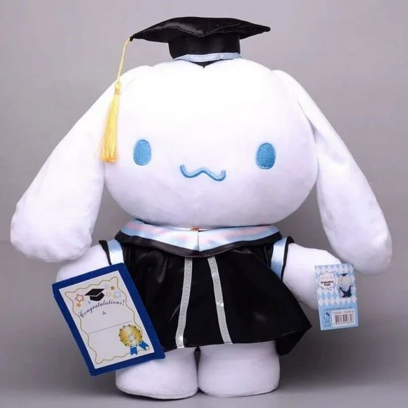 Sanrio Cinnamon Dog Ropa de soltero Sombrero de doctorado de graduación Juguete de peluche Regalo de fiesta de cumpleaños para niños, Material súper suave de seguridad, Muñeco de peluche suave Lindo j