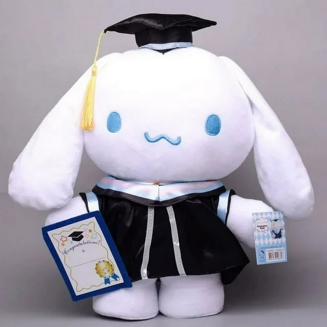 Sanrio Cinnamon Dog Ropa de soltero Sombrero de doctorado de graduación Juguete de peluche Regalo de fiesta de cumpleaños para niños, Material súper suave de seguridad, Muñeco de peluche suave Lindo j
