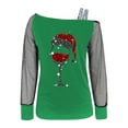 thumbnail image 4 of Women Christmas Outfit Off Shoulder Long Sleeve T Shirt with Elegant Lace Detail for Daily Wear and Comfortable Casual Outfit Green M, 4 of 4
