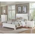 thumbnail image 1 of Modern LED Bedroom Set 3pc White Finish Queen Bed and Two Nightstands Set Furniture, 1 of 7