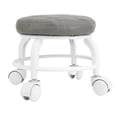 thumbnail image 1 of Tabouret bas pivotant en cuir synthétique avec roulettes silencieuses, siège à roulettes bas, pour maison, bureau, garage, atelier, gris, 1 of 4