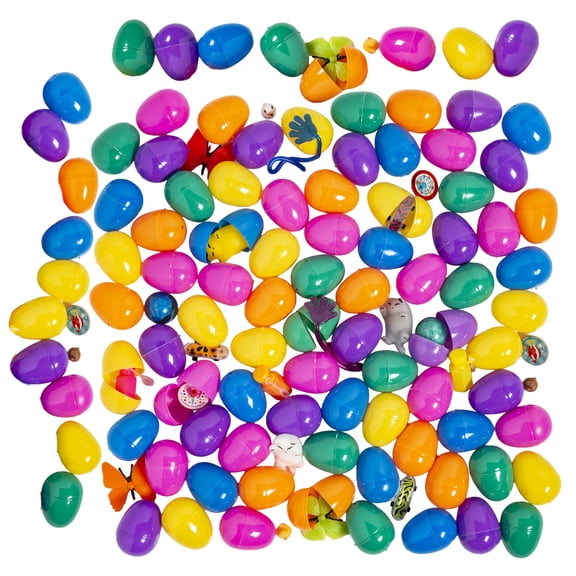 2 1/2" Bulk 100 Pc. Colorful Toy-Filled Plastic Easter Eggs