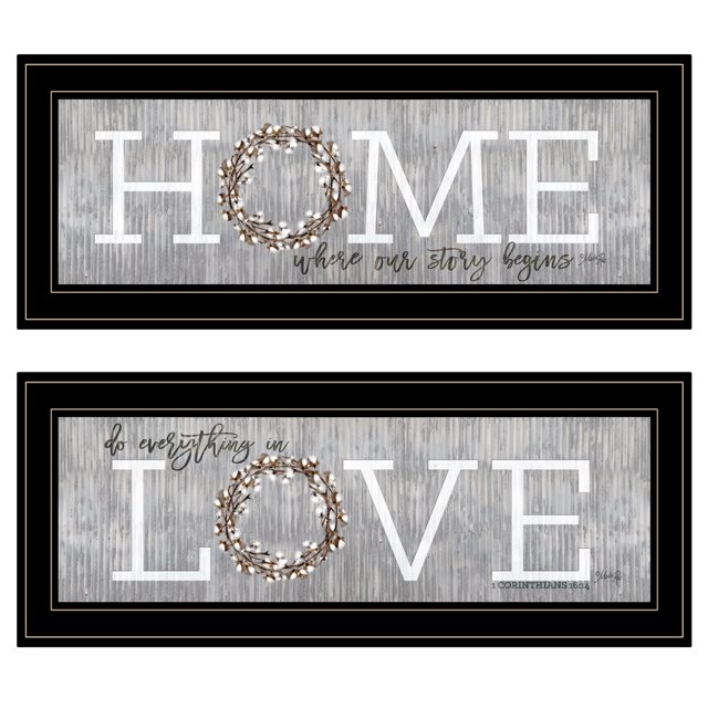 Trendy Decor 4U V560-704G "Où Notre Histoire Commence" Vignette 2 Pièces par Marla Rae, Cadre Noir