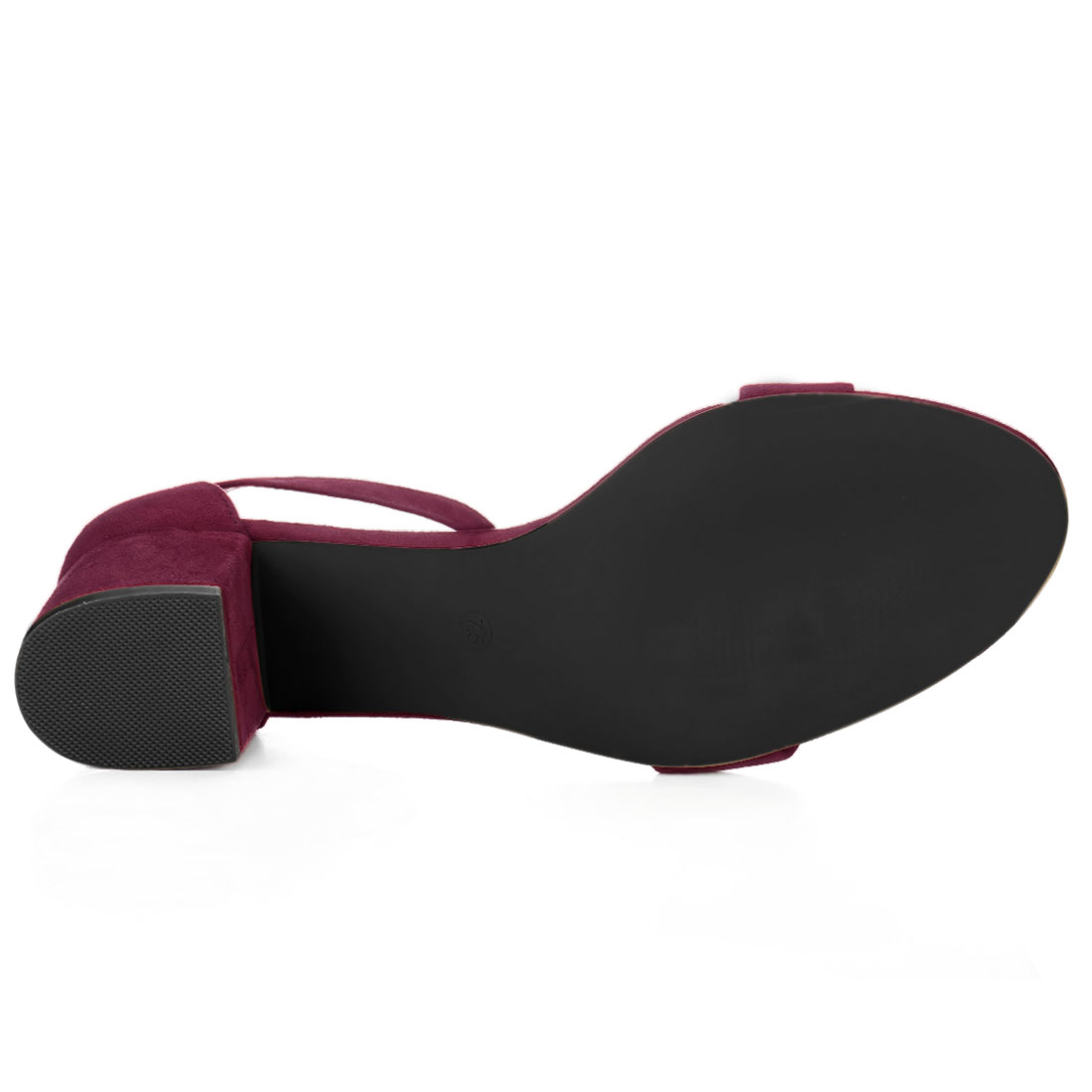 DARING DIVA Women's Open Toe Block Heel Ankle Strap Sandals Burgundy 6