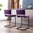 thumbnail image 5 of ONEVOG 24''H Counter Height Bar Stools Set of 2, Morden Counter Barstools with Velvet and Black Metal Legs, Upholstered Bar Stool for Kitchen Island, Purple, 5 of 9