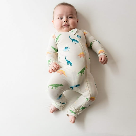 Kyte Baby Zippered Romper in Ecru Roar